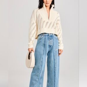 Staud Ivory Cropped Hampton Sweater Size Large NWT $275